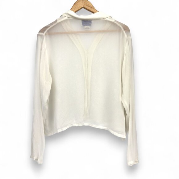 APRIL CORNELL VTG Fairycore Floral Embroidered Sheer Ivory Buttoned Blouse M - Picture 2 of 4